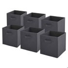 Lot de 6 paniers de en tissu pliables - BOX AND BEYOND - Gris Anthracite - 27x27X27cm