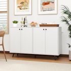 COSTWAY Buffet de Cuisine Commode Meuble de Rangement avec 4 Portes, 2 Étagères Réglables pour Cuisine, Salon 127,5x38x80 cm Blanc