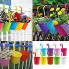MELISSA & DOUG Kit 10 pcs Pots de Fleurs Pot Plante Suspendu 10 Couleurs Pots Fleur Métal Fer Balcon Jardin Maison Décoration (M: 8*10*15.5CM)