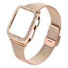 LEMONDA Bracelet Milanais Montre Strap Poignet + Strass Watch Cas Protection Pour Apple Watch Se 40Mm-Série 6-5-4 40Mm - Or Rose