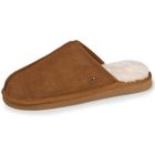Isotoner Chaussons en cuir et interieur ultra doux en fausse fourrure camel homme