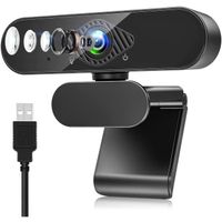 webcam pour pc avec micro, 1080p full hd caméra web avec auto focus, microphone antibruit, 360° rotation usb caméra pc pour c[A556]