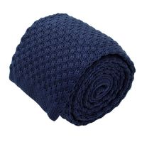 Cravate - Lavalliere - Nœud Papillon - Attora - Cravate tricot pour homme. Bleu marine uni. Grosse maille.