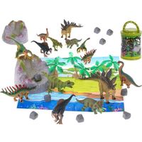 Ikonka, Figurines - animaux, dinosaures 7pcs + set de tapis et accessoires