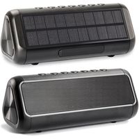 Enceinte solaire Bluetooth 12W - Friengood - Banque de puissance 5000mAh - Etanche IPX5 - Noir/Blanc
