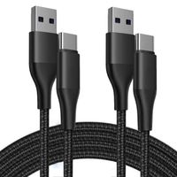 2x Câble USB-C Nylon Rapide 3A pour Samsung Galaxy A23 A24 A22 A02s A03s A04s A12 A13 A14 - Noir 1 Mètre