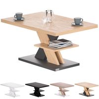 CASARIA® Table basse gris chêne 90x60x45cm Table de salon 50kg Table basse moderne design Rangement intérieur