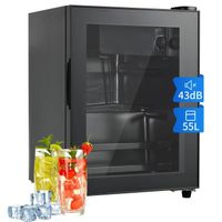Réfrigérateur combiné mini 55L avec congélateur et réfrigérateur, économe en énergie, porte verre, 40×43,5×50,6, noir