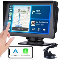 TOGUARD GPS Voiture 7 Pouces Écran Tactile, Europe 48 pays carte en ligne, Appel mains libres,musique, sur Carplay & Android Auto