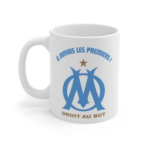 Tazza OLYMPIQUE DE MARSEILLE In Ceramica – 14x9x11 Cm, Bianca, Con Logo, Licenza Ufficiale, In Confezione Regalo