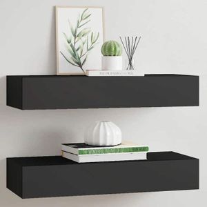 Étagère Murale Carlo Milano Avec Tiroir Secret - Noir - 40x25x20 Cm - Neuf