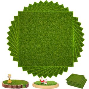 Lot De 6 Carrés De Gazon Synthétique 15x15 Cm – Aspect Réaliste, Résistant Aux Intempéries Pour Jardin, Balcon Ou Maquettes