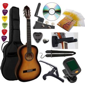 GUITARE Pack Guitare Classique 4/4 (Adulte) 9 Accessoires + Cour Vidéo et DVD (Sunburst) 