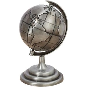 GLOBE TERRESTRE Globe Terrestre Vintage en Alliage avec Support pour Bibliothèque - Décorations Globe - Gris