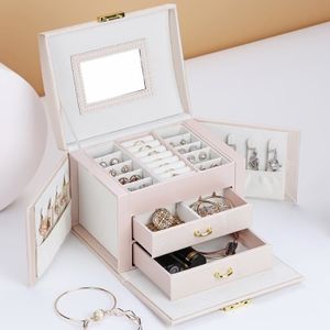 36 x 28,5 x 23 cm Boîte à Bijoux avec Compartiments Blanc 