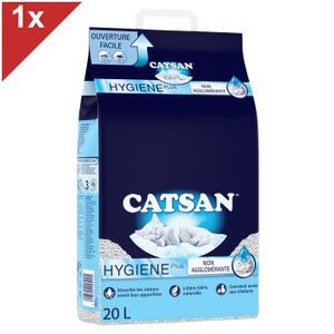 LITIÈRE SILICE - ARGILE CATSAN Hygiene plus Litière minérale pour chat 20L