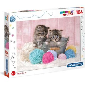PUZZLE PUZZLE 104 pièces - Chatons et pelotes - 48 X 33 c