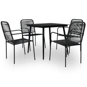 Ensemble table et chaise de jardin Mobilier à dîner d'extérieur 5 pcs Corde en coton et acier Noir - DIO7380738382115