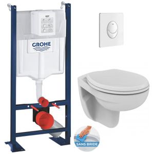 WC - TOILETTES Grohe Pack WC Bâti autoportant + WC Porcher rimles