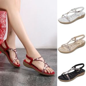 sandales plates rouges femme