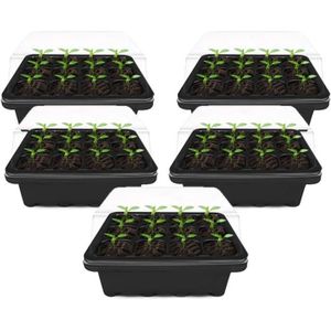 PACK GERMINATION 5PCS Bac à semis avec Couvercle, Mini Serre pour semis 12 Cellules, Plateaux de Semis Croissance, Isolation thermique Bac Jardin71