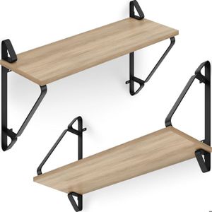 Étagère murale - TECTAKE - Lot de 2 étagères suspendues IRVINE en panneau aggloméré - Bois clair/Chêne sonoma