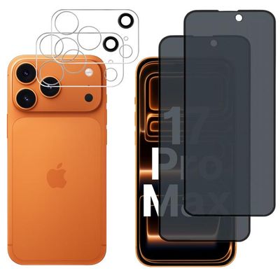Protecteur Écran Anti-Espion IPhone 6.9" Pro Max + Caméra - Verre Trempé 25° True Privacy - 3 Pièces