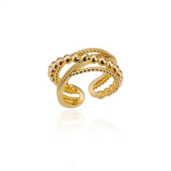 IMINI Bague En Acier Inoxydable Et Verre De Cristal Plaqué Or