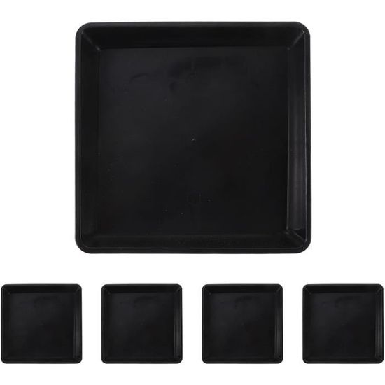 Lot De 5 Soucoupes Pour Plantes - Rondes, Plastique Noir, Pour Intérieur Et Extérieur, Protection Surfaces