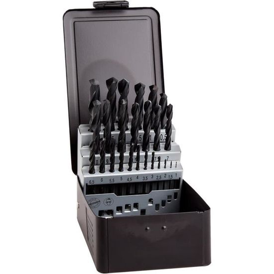 25 Forets Métaux HSS Cobalt 5% - Taille 1 à 13mm, Coffret PVC Drakkar Tools