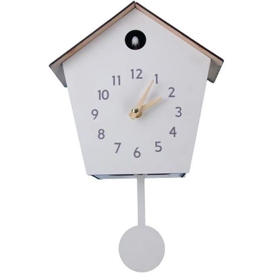 Horloge Murale à Coucou Vintage En Bois - Forme Maison Arbre - Décoration Salon Ou Chambre - 32 Cm