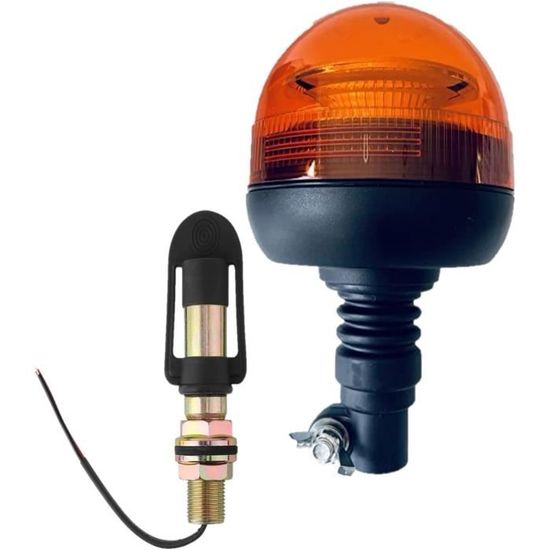 Gyrophare orange, voyant d'avertissement avec pied flexible LED 12 V 24 ...