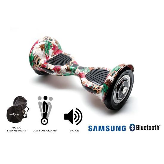 Hoverboard Smart Balance™ Premium Brand, OffROad Skull Colored, Roues 10 pouces, Bluetooth , batterie Samsung Cell