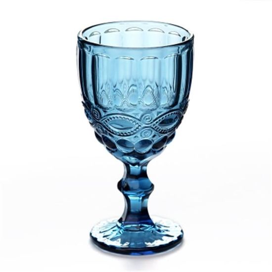Verre à vin,Verres à vin Vintage,300ml 10oz,pour fête de mariage,verres à eau pour noël - Type blue flower - 240ml