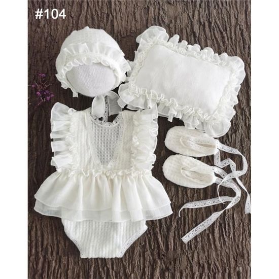 Robe Bohème Pour Bébé Fille - Dentelle Et Volants - Tenue Photo Nouveau-né - 0-6 Mois - Cadeau Naissance Ou Anniversaire