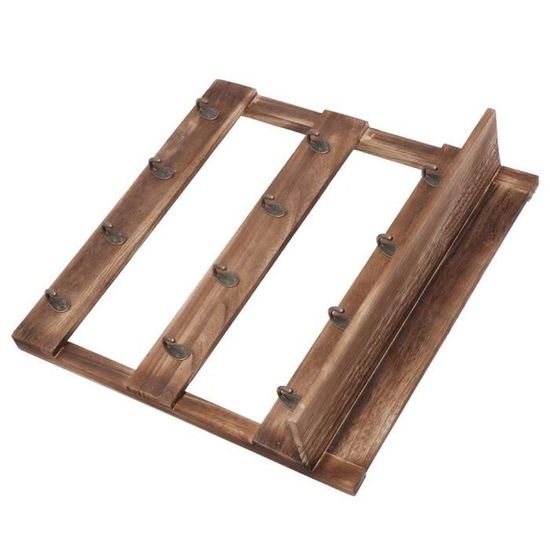Kaffeebecher-Präsentationsregal Aus Holz – Wandmontage, Mit 20 Schlitzen & 4 Haken