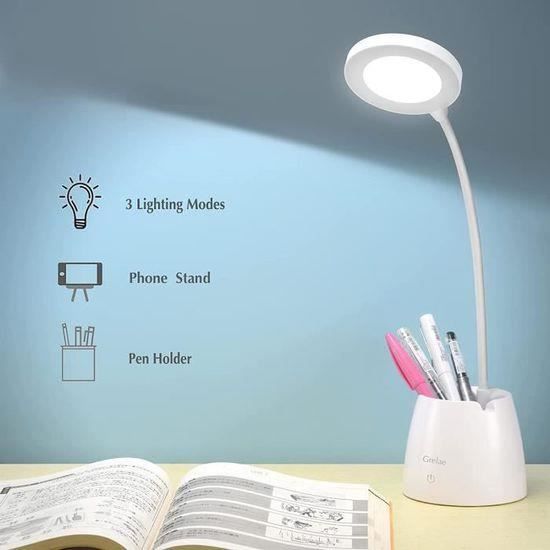 Lampe de bureau 4000mAh avec 3 modes d'éclairage, lampe de bureau LED  dimmable, lampe de bureau pour enfants pour protéger vos yeux
