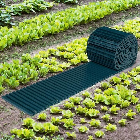 IDMARKET Chemin de potager 5M déroulable en plastique vert pour jardin