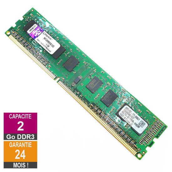 Barrette Mémoire RAM DDR3 Kingston 2Go - Modèle KTH9600B/2G DIMM PC3-10600U - Occasion Testée