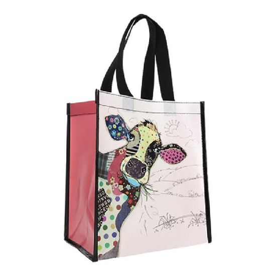 Cabas De Courses En Matière Recyclée - Motif Jeune Chouette Des Bois - Format 30x26 Cm Épaisseur 16 Cm