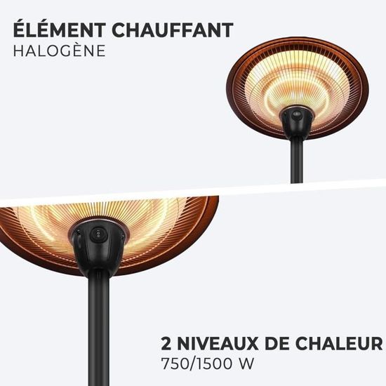 MaxxGarden Chauffage Extérieur Terrasse 2000W - Radiateur Infrarouge Intérieur Extérieur Avec Hauteur Réglable