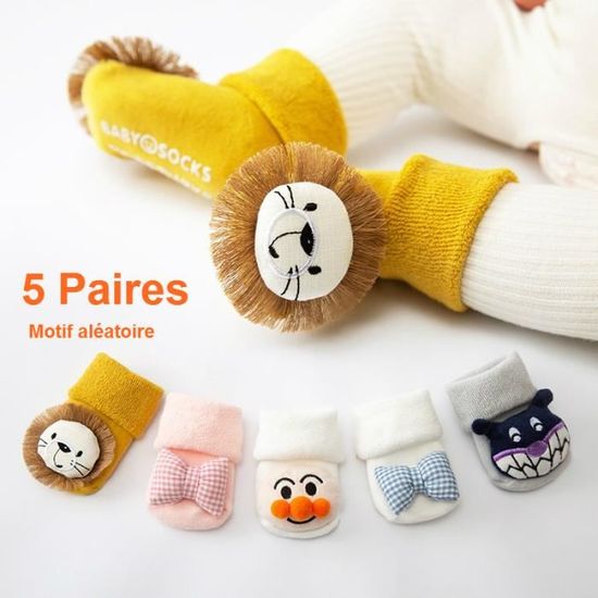 Chaussette Antiderapante Bebe 5 Paires Mignon Fille Garcon Hiver Chaussettes de sol Premiers Pas Semelle Antiglisse 6 12 mois Cadeau Multicolore Cdiscount Pret a Porter