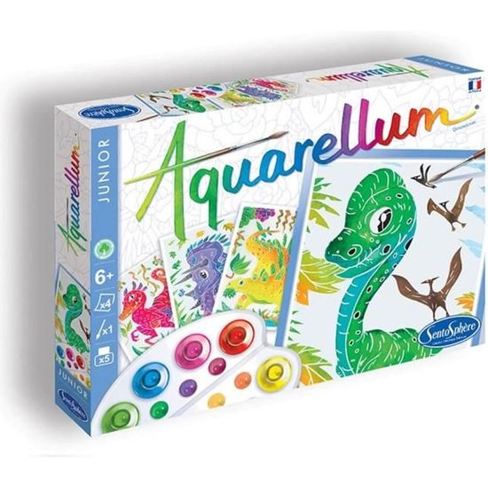 Coffret de peinture Aquarellum Junior - Sentsophère - Dinosaures - Pour enfant de 6 ans et plus - Multicolore