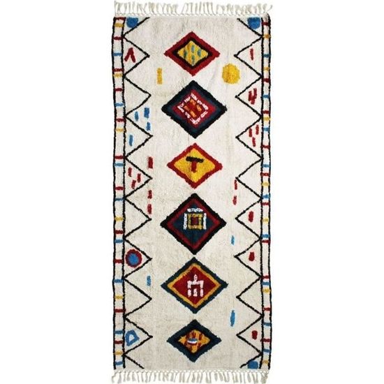 Rabat – Tapis Berbère Vert à Motif Damier en Laine | Tigmee