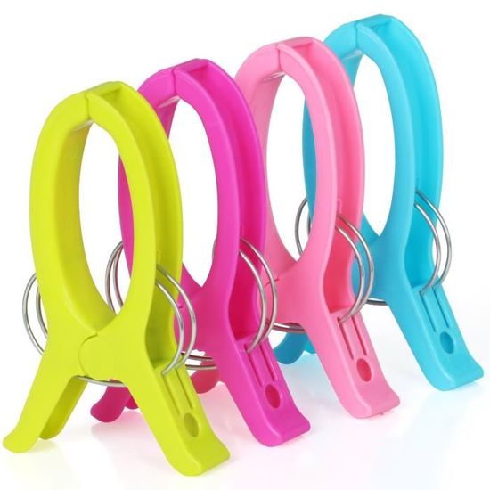 Pinces à Serviettes De Plage - Lot De 4, élastiques TPE, Bleu - Pour Fixer Serviette Sur Chaise Plage, Piscine, Camping - 7