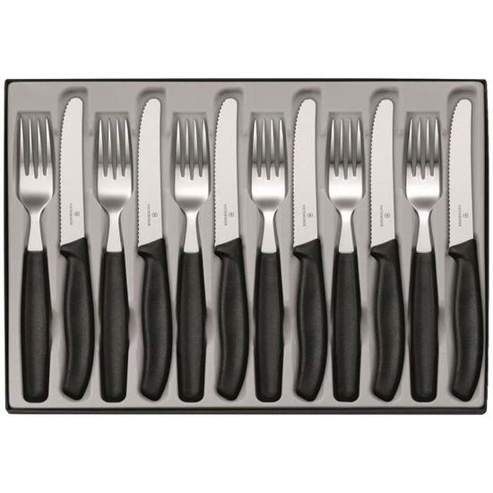 Lot de 6 fourchettes Victorinox manche noir