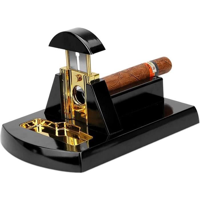 Coupecigares de Bureau Guillotine, Lame tranchante en Acier Inoxydable gravée en Or, Coupe Coupecigares de Bureau Guillotine, Lame tranchante en Acier Inoxydable gravée en Or, Coupe