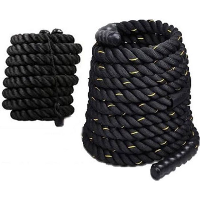 Noir Or Corde de Bataille – Corde Ondulatoire pour Musculation, Formation & Fitness (38MM)