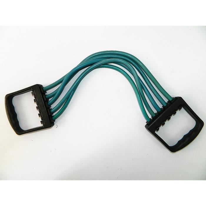 Extenseur poitrine / pectoraux avec 5 bandeaux élastiques amovibles pour musculation / fitness (jusqu'à 25kg de traction) - bleu