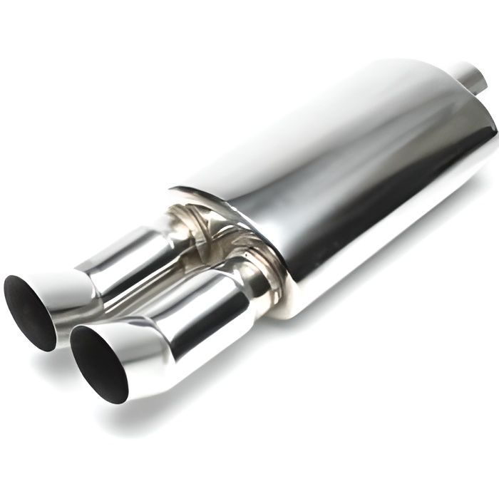 96UNI43 Pot silencieux echappement universel Inox 2 x 76mm DTM avec absorbeur